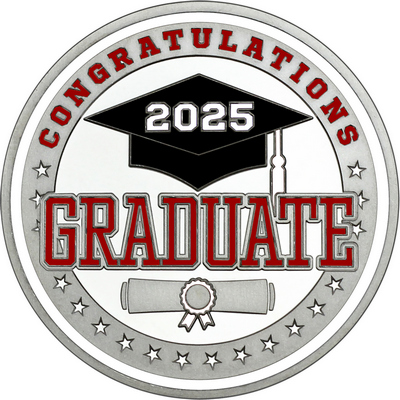 Maroon "Congratulations Graduate" with White 2025, Rim, Tassel & Ribbon